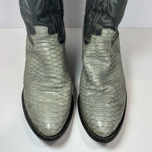 Men’s Justin Boots 8670 Natural Snake Skin Grey Leather Cowboy Boots Size 9 E - Picture 4 of 10
